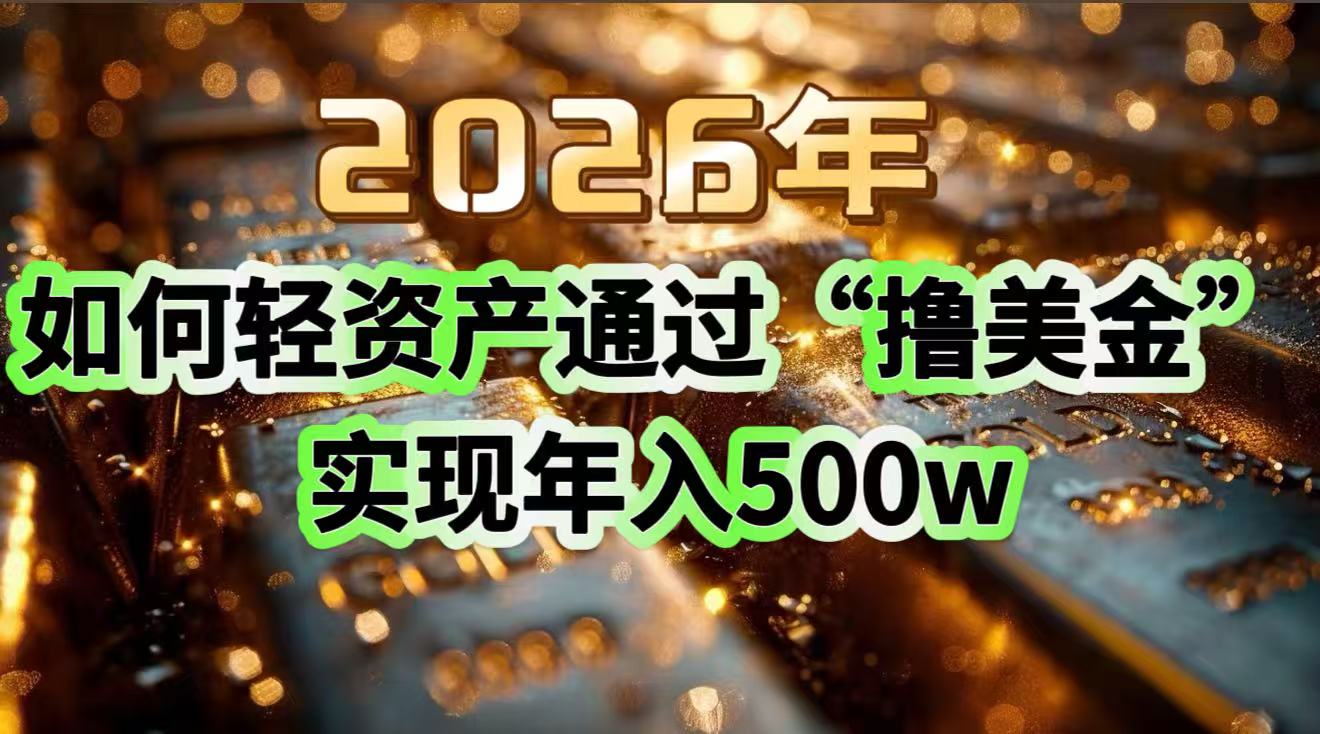 2026年如何轻资产通过“撸美金”实现年入500w-柚子网创