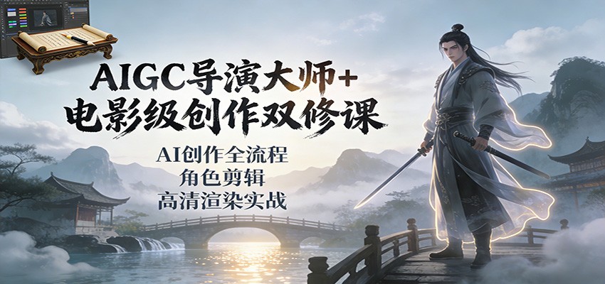 AIGC导演大师+电影级创作双修课：AI创作全流程、角色剪辑、高清渲染实战-柚子网创