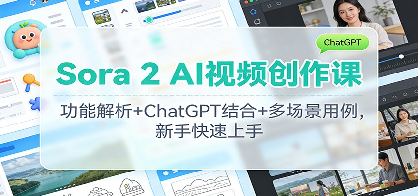 Sora 2 AI视频创作课：功能解析+ChatGPT结合+多场景用例，新手快速上手-柚子网创