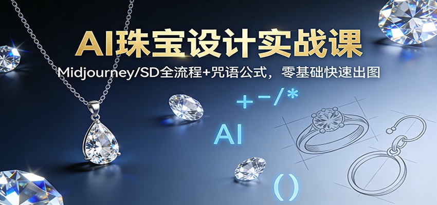 AI珠宝设计实战课：Midjourney/SD全流程+咒语公式，零基础快速出图-柚子网创