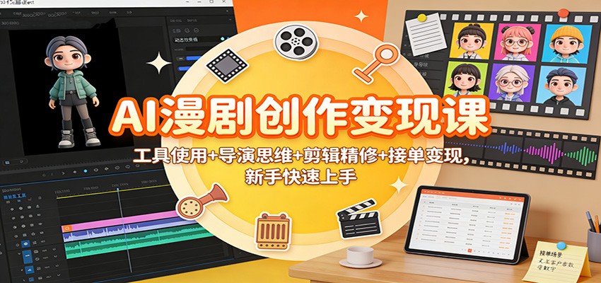 AI漫剧创作变现课：工具使用+导演思维+剪辑精修+接单变现，新手快速上手-柚子网创