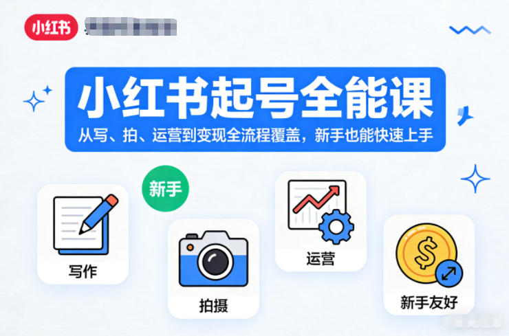 小红书起号全能课，从写、拍、运营到变现全流程覆盖，新手也能快速上手-柚子网创