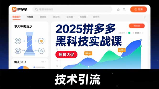 2025拼多多黑科技实战课，擎天柱玩法、爆流SKU、原价大促，技术引流，单店日销轻松破千单-柚子网创