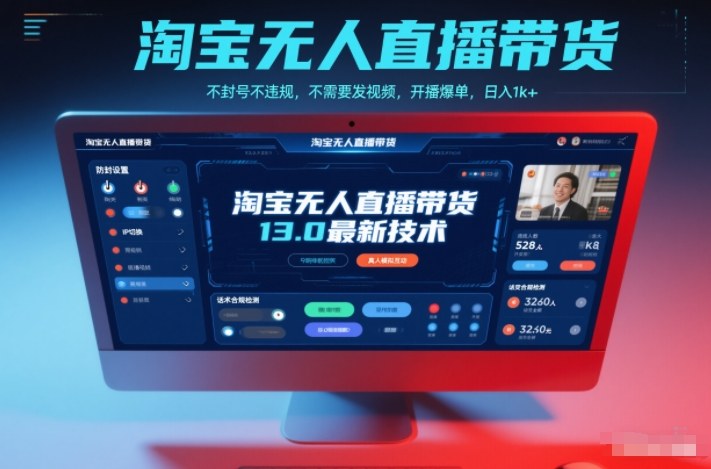 淘宝无人直播带货13.0最新技术，不封号不违规，不需要发视频，开播爆单，日入1k+【揭秘】-柚子网创