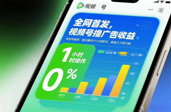 全网首发，视频号撸广告收益，无任何成本，每天操作1个小时即可，收益几十到几张-柚子网创