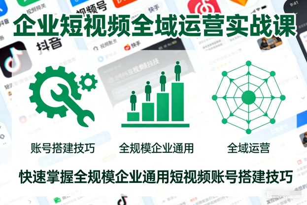 企业短视频全域运营实战课，快速掌握全规模企业通用短视频账号搭建技巧-柚子网创