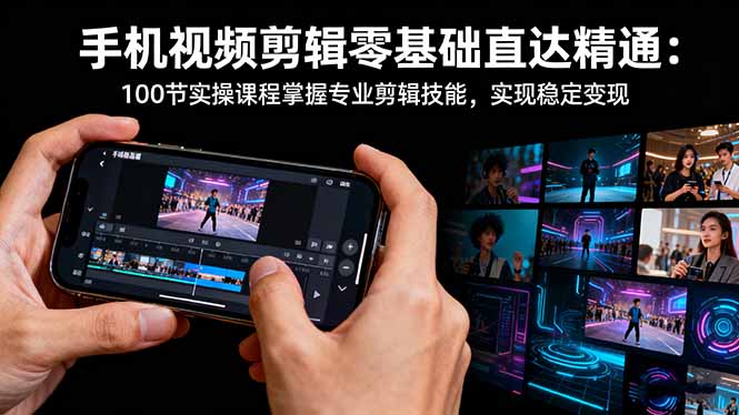 手机视频剪辑零基础直达精通：100节实操课程掌握专业剪辑技能，实现稳…-柚子网创