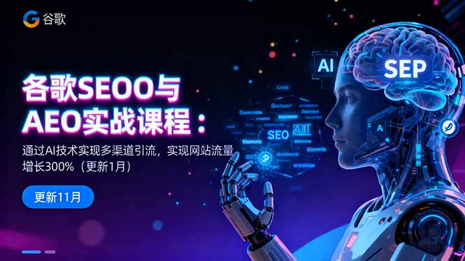 谷歌SEO与AEO实战课程：通过AI技术实现多渠道引流，实现网站流量增长300%-柚子网创