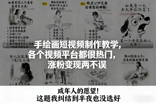 手绘画短视频制作教学，各个视频平台都很热门，涨粉变现两不误-柚子网创