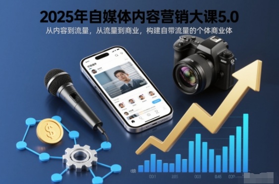 2025年自媒体内容营销大课5.0，从内容到流量，从流量到商业，构建自带流量的个体商业体-柚子网创