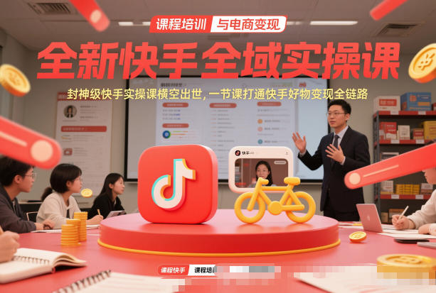 全新快手全域实操课，封神级快手实操课横空出世，一节课打通快手好物变现全链路-柚子网创