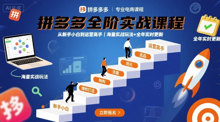 拼多多全阶实战课程，从新手小白到运营高手，海量实战玩法+全年实时更新【2025年10月更新】-柚子网创