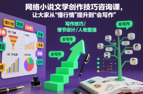 网络小说文学创作技巧咨询课，让大家从“懂行情”提升到”会写作”的高度-柚子网创