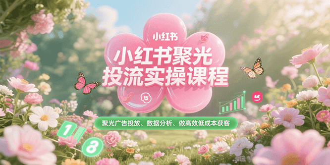 小红书聚光投流实操课程，聚光广告投放、数据分析、做高效低成本获客-柚子网创