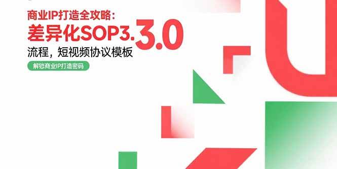 （15486期）商业IP打造全攻略：差异化SOP3.0流程，短视频协议模板，婚恋项目实战案例-柚子网创