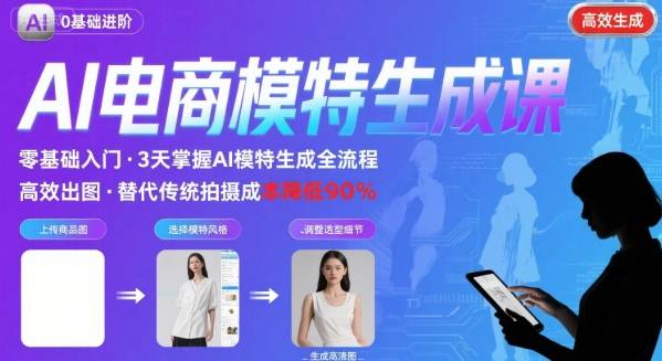 AI模特进阶课程，0基础高效生成逼真电商模特图-柚子网创