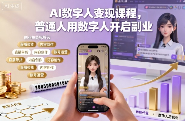 AI数字人变现课程，普通人用数字人开启副业-柚子网创