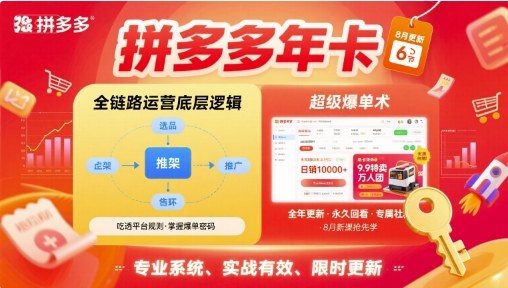 拼多多年卡，拼多多全链路运营底层逻辑，超级爆单术【更新12月】-柚子网创