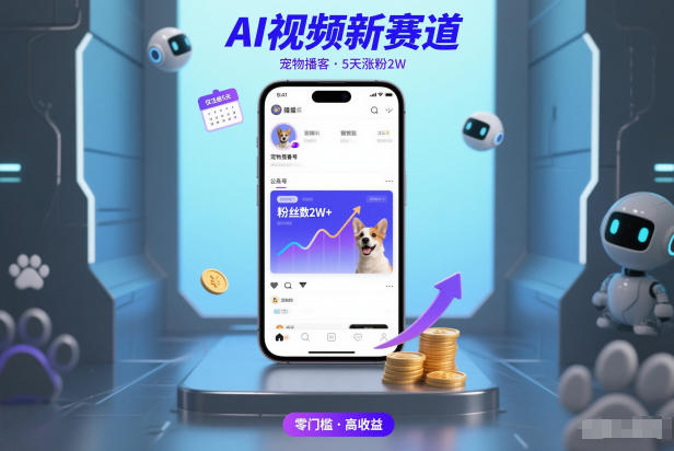 AI视频新赛道，宠物播客仅注册5天涨粉2W，收益非常可观-柚子网创