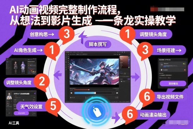 AI动画视频完整制作流程，从想法到影片生成一条龙实操教学-柚子网创