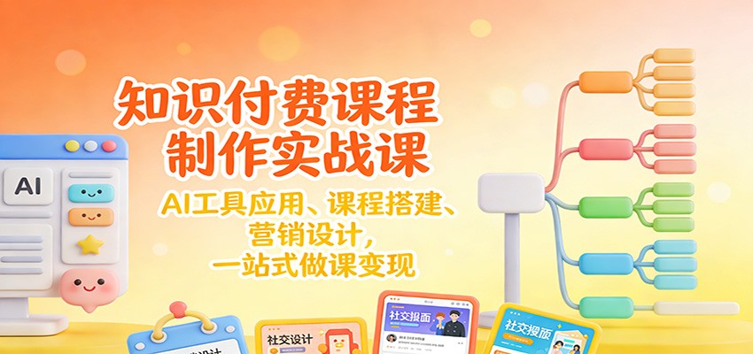 知识付费课程制作实战课：AI工具应用 、课程搭建、营销设计，一站式做课变现-柚子网创