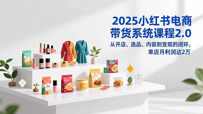 2025小红书电商带货系统课程2.0，从开店、选品、内容到变现的闭环，单店月利润达2万-柚子网创
