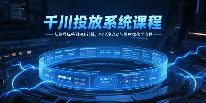 千川投放系统课程，从账号标签到ROI计算，包含冷启动与素材优化全流程-柚子网创