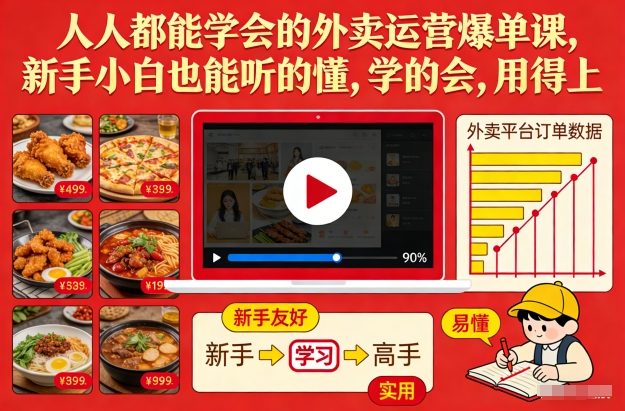 人人都能学会的外卖运营爆单课，新手小白也能听的懂，学的会，用得上-柚子网创