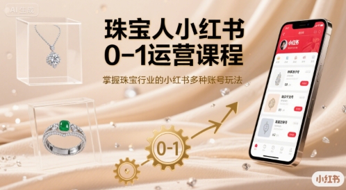 珠宝人小红书0-1运营课程，掌握珠宝行业的小红书多种账号玩法-柚子网创