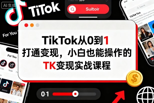 TikTok从0到1打通变现，小白也能操作的TK变现实战课程-柚子网创