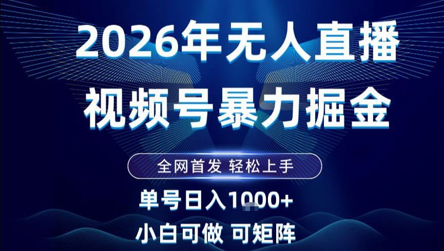 2026最新视频号无人直播掘金，全网首发，小白可以玩，长期稳定日入1k+【揭秘】-柚子网创