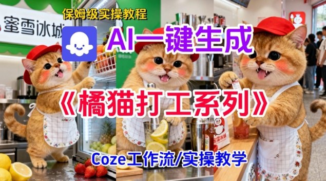 Coze扣子工作流一键生成胖橘猫打工短视频，保姆级实操搭建教学-柚子网创