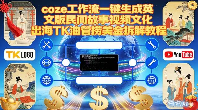 Coze扣子工作流一键生成英文版民间故事视频，文化出海TK油管捞美金拆解教程-柚子网创