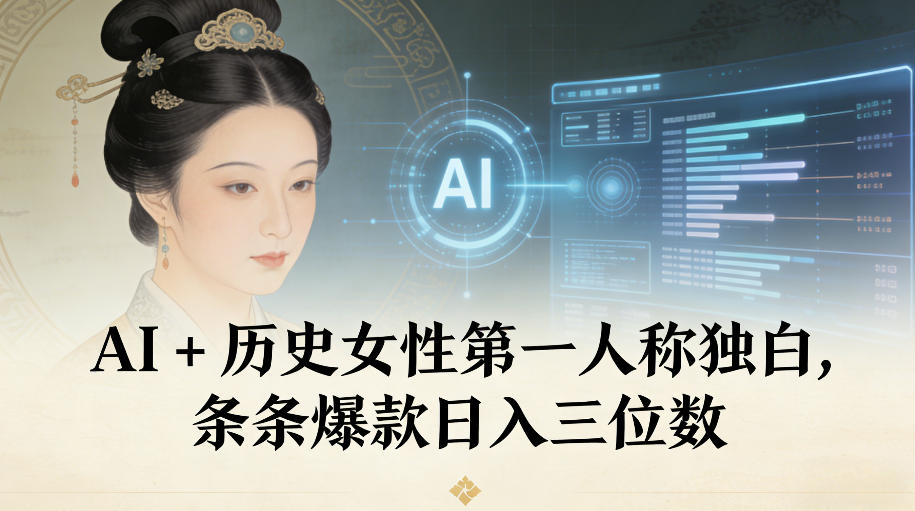 AI+历史女性第一人称独白，条条爆款日入三位数-柚子网创