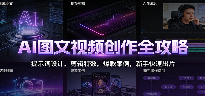 AI图文视频创作全攻略：提示词设计，剪辑特效，爆款案例，新手快速出片-柚子网创