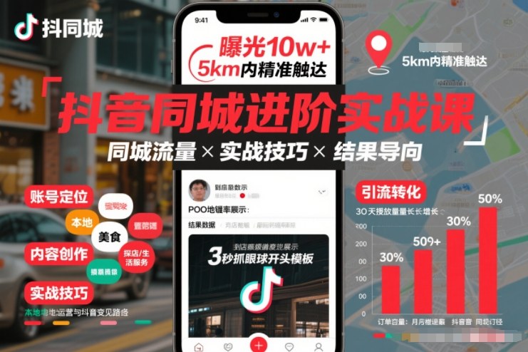 抖音同城进阶实战课，助你同城流量拿到结果-柚子网创