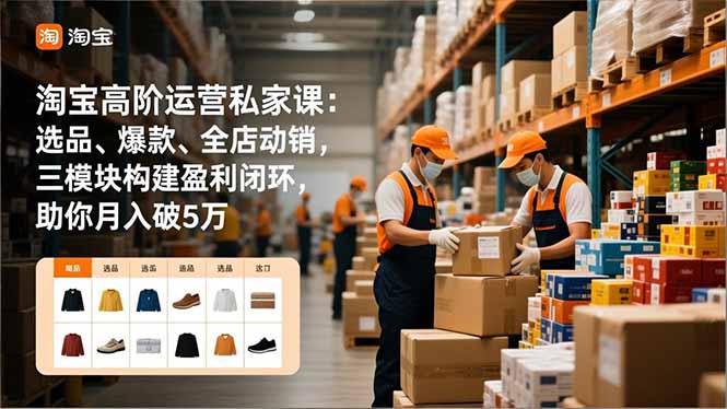 淘宝高阶运营私家课：选品、爆款、全店动销，三模块构建盈利闭环，助你月入破5万-柚子网创