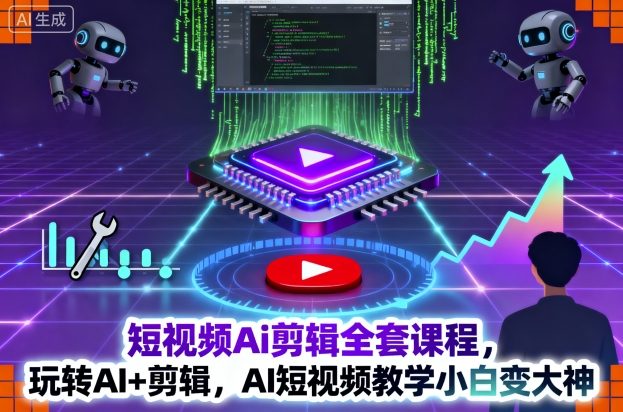 短视频Ai剪辑全套课程，玩转AI+剪辑，AI短视频教学小白变大神-柚子网创