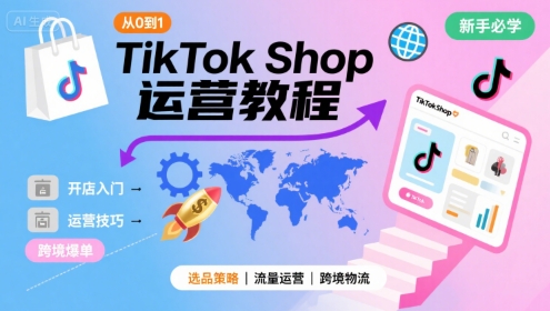 TikTok Shop从0到1运营教程，TikTok跨境电商新手必学课程-柚子网创