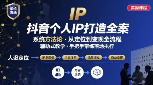 抖音个人IP系统落地实操大课，实操课程，辅助落地-柚子网创