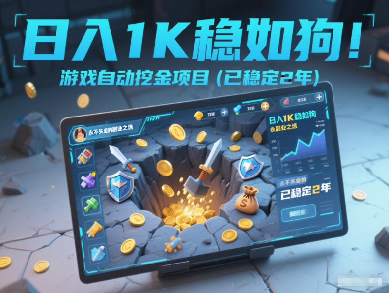 日入1K稳如狗！游戏自动挖金项目(已稳定2年)，永不失业的副业之选【揭秘】-柚子网创