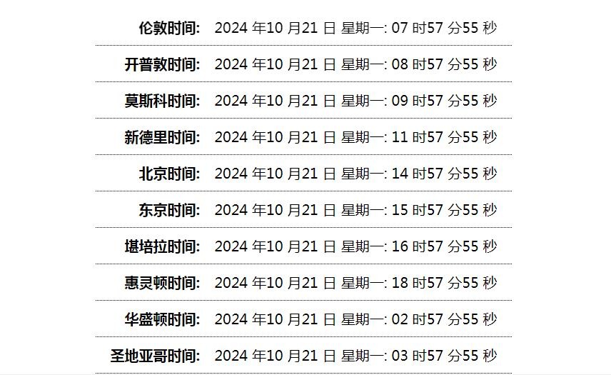 世界时间单页网站HTML源码-柚子网创